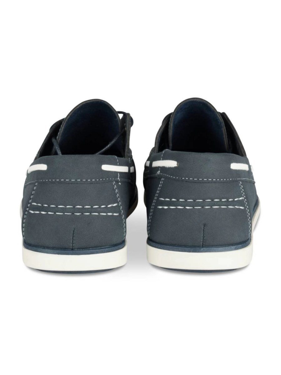 Chaussures bateau lacet blanc bleu marine