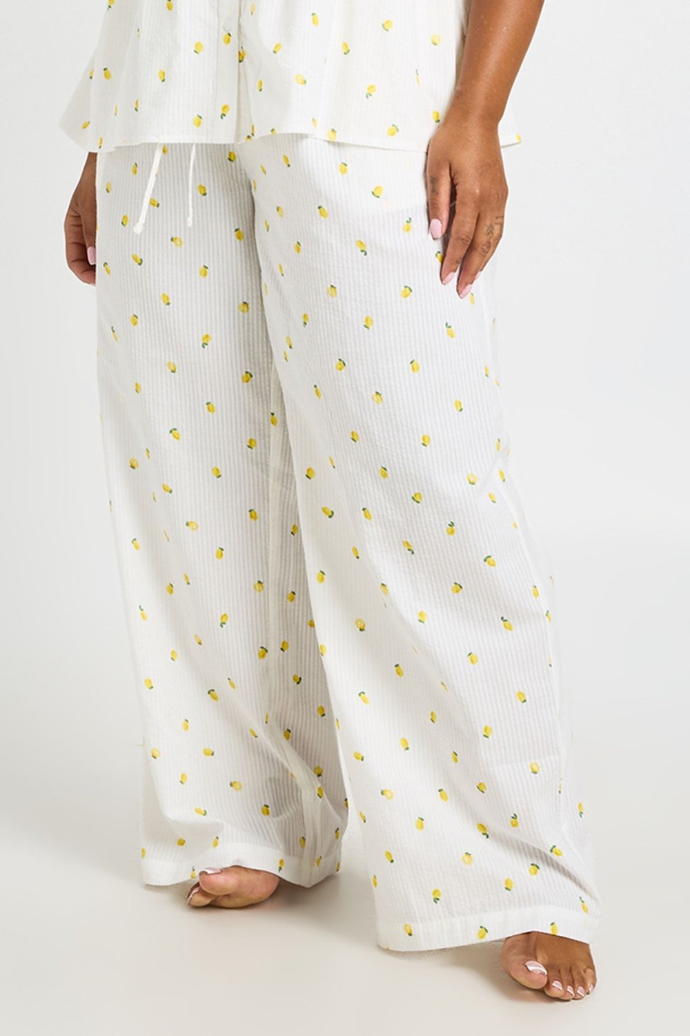 Lemon print waffle pyjama bottoms - Plus size