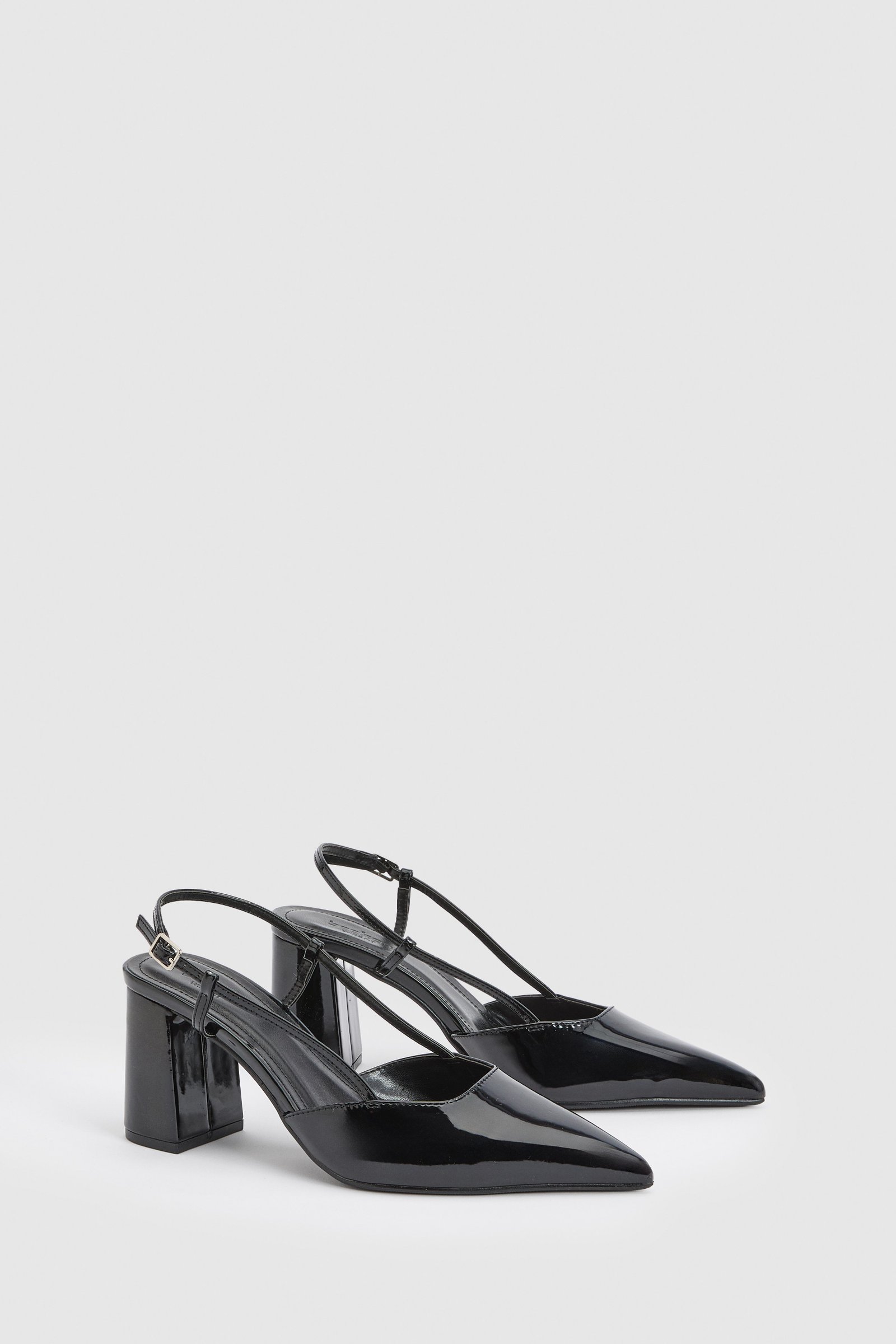 Block heel slingback court shoes - Wide fit