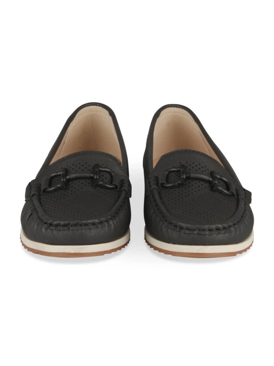 Black perforated horsebit loafers