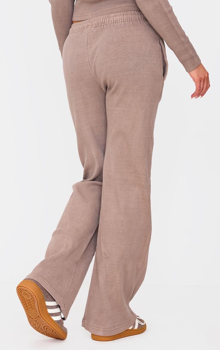 Washed ribbed wide leg trousers