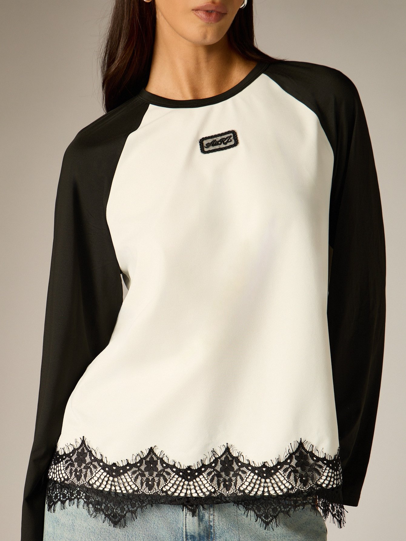 Blouse à manches longues raglan contrastées