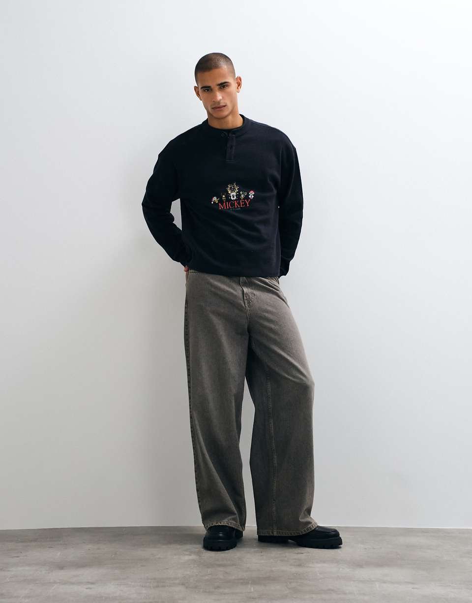 Henley oversize gaufré b imprimé Mickey dyal Noël
