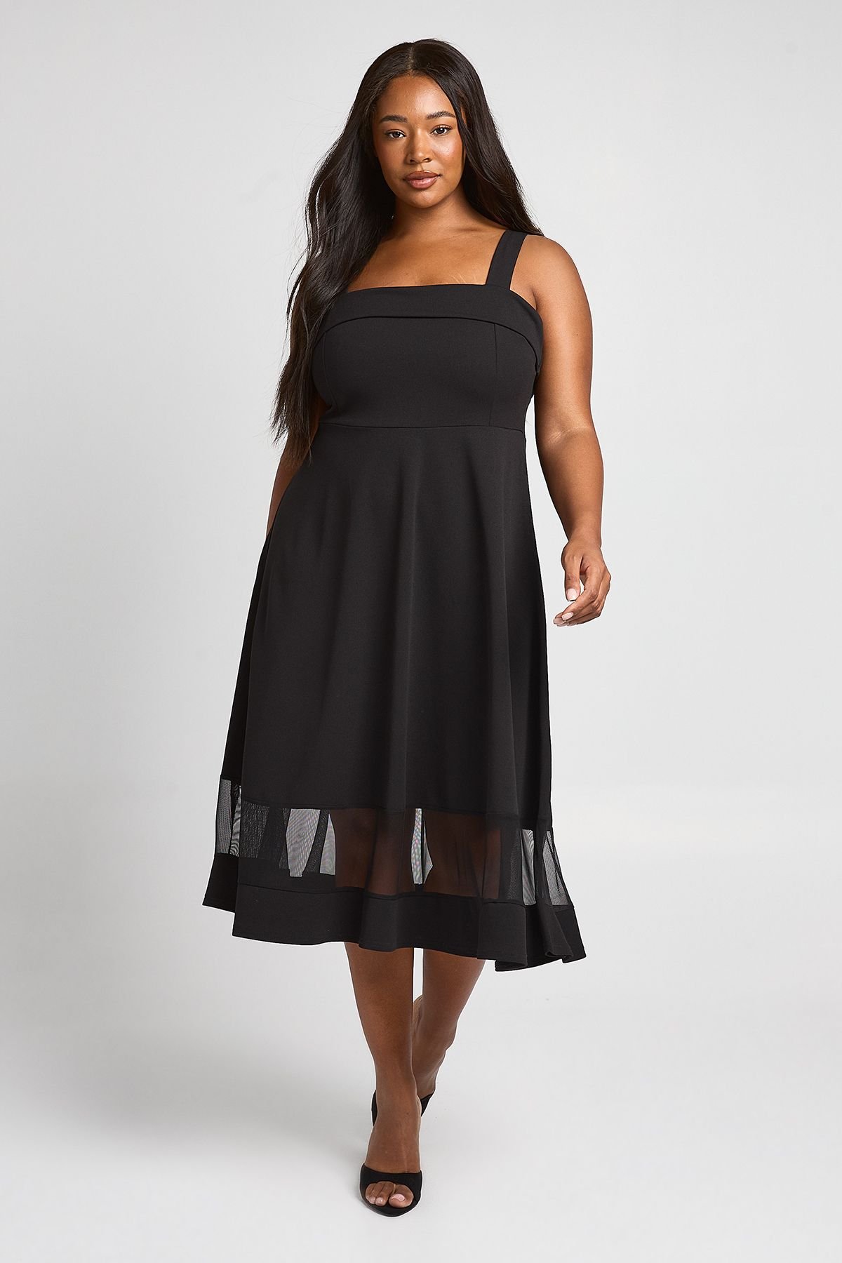 Robe patineuse à encolure carrée - Grande taille