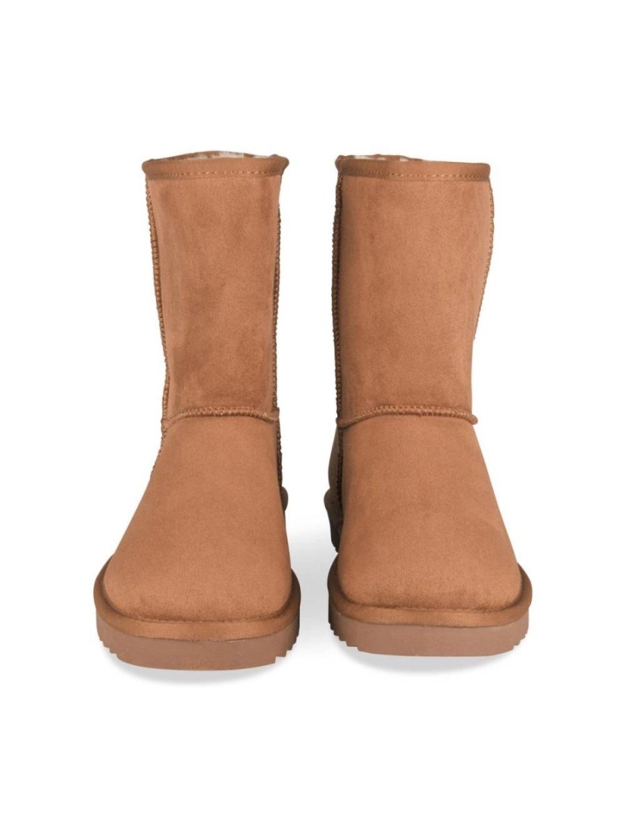 Boots fourrées en suédine camel