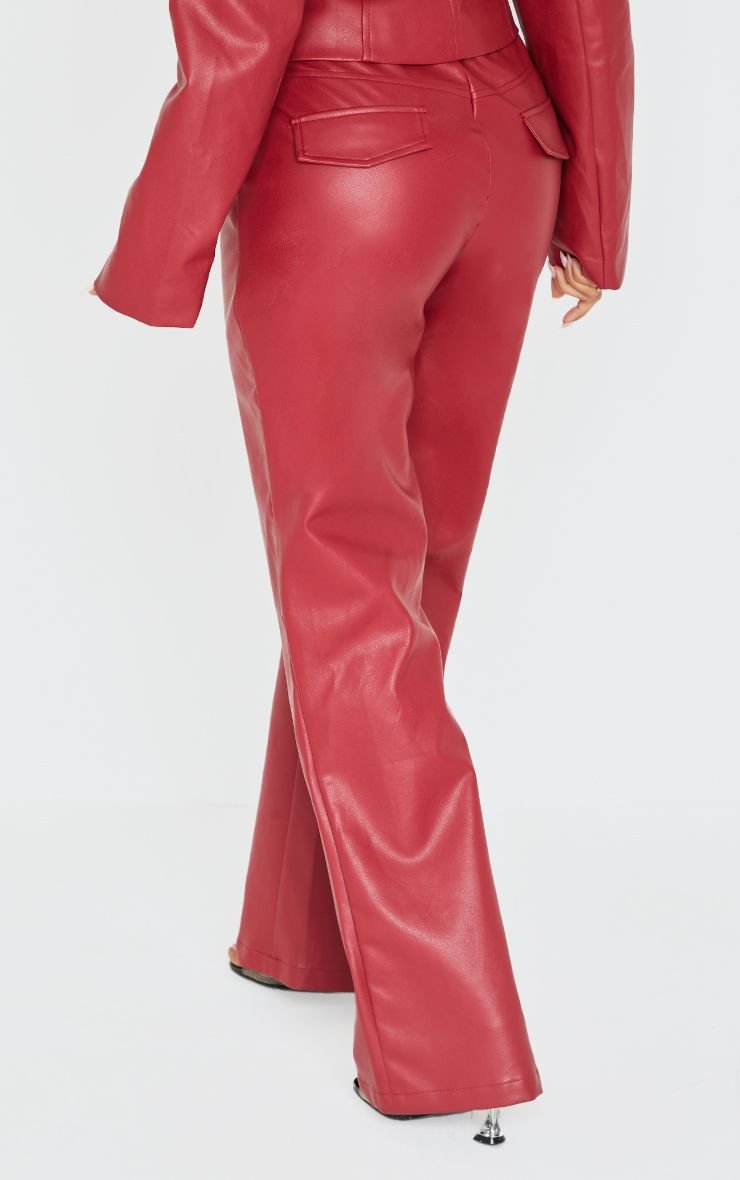 Petite PU Flared Trousers
