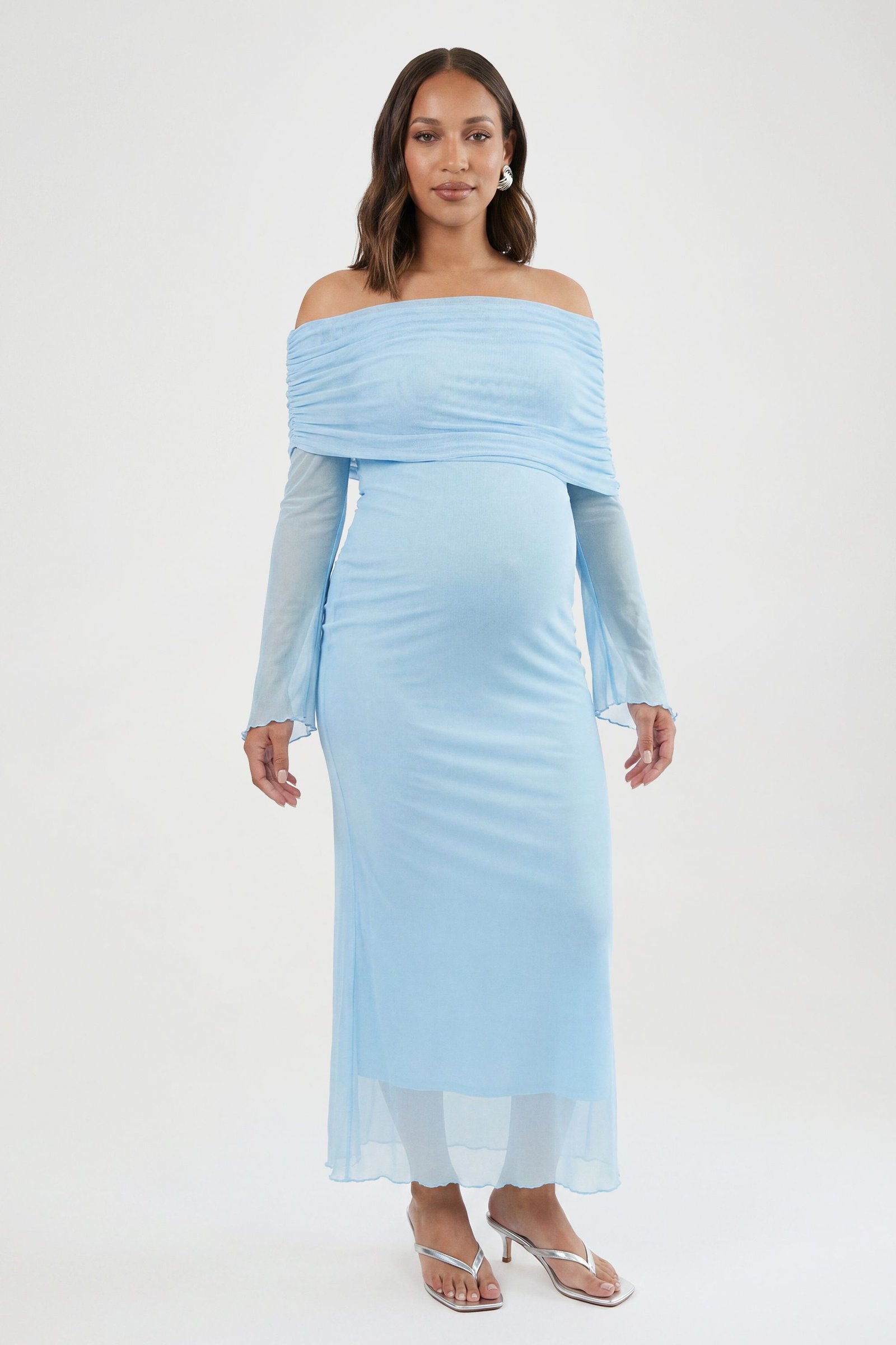 Robe longue bardot en mesh - Maternité