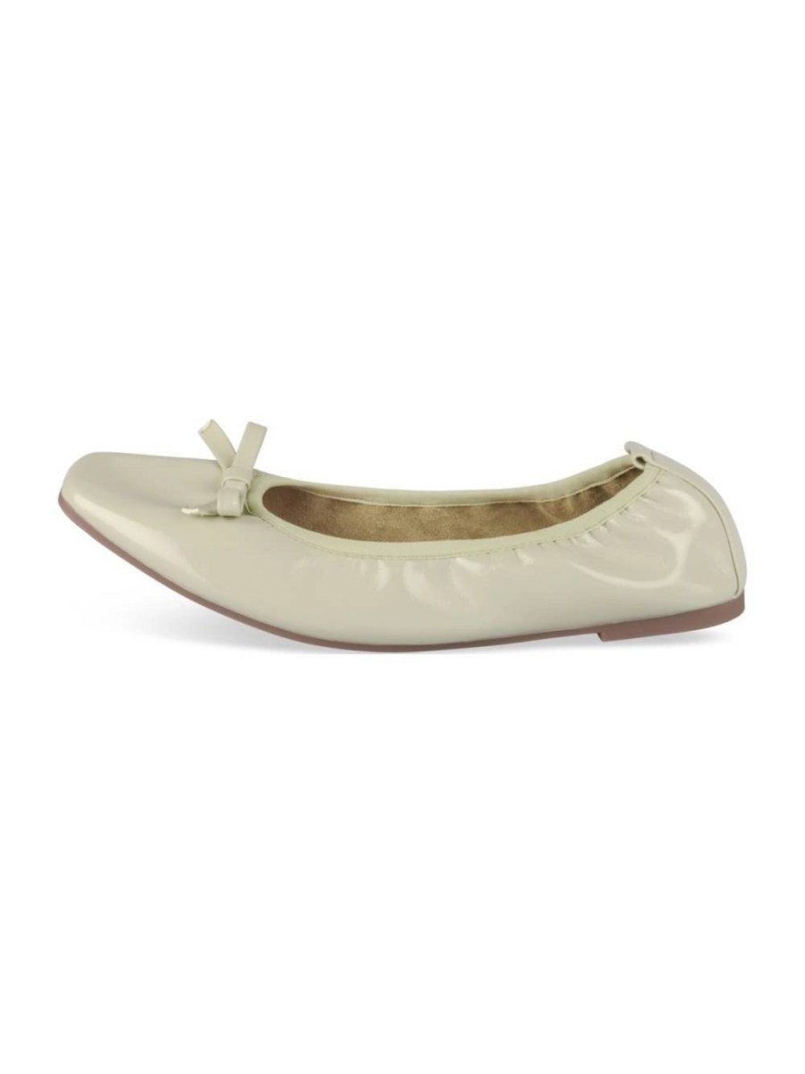 Sage green patent-look bow ballerinas