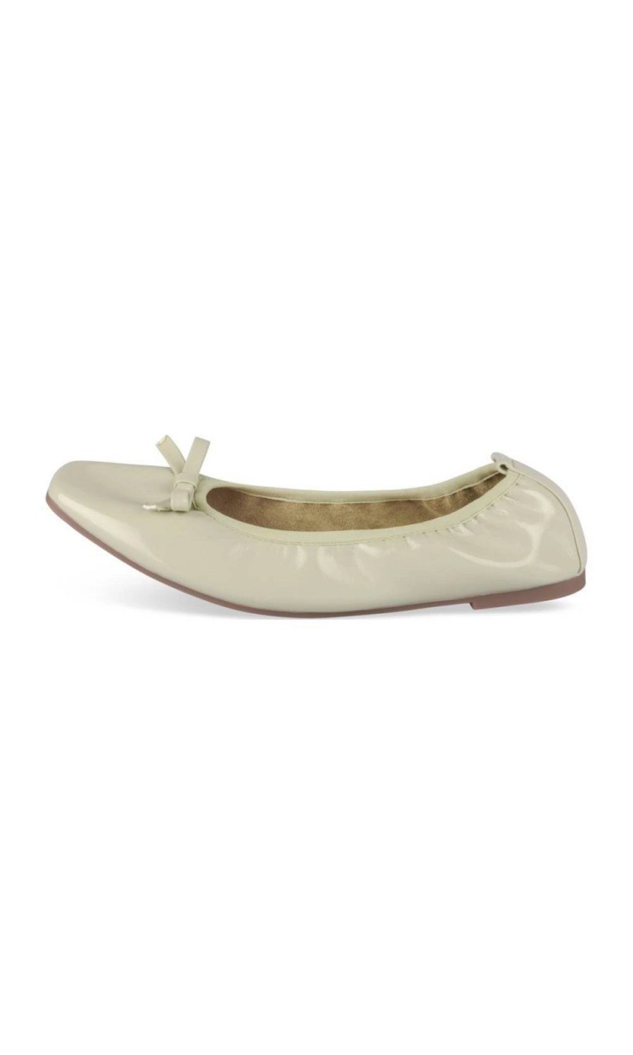 Sage green patent-look bow ballerinas