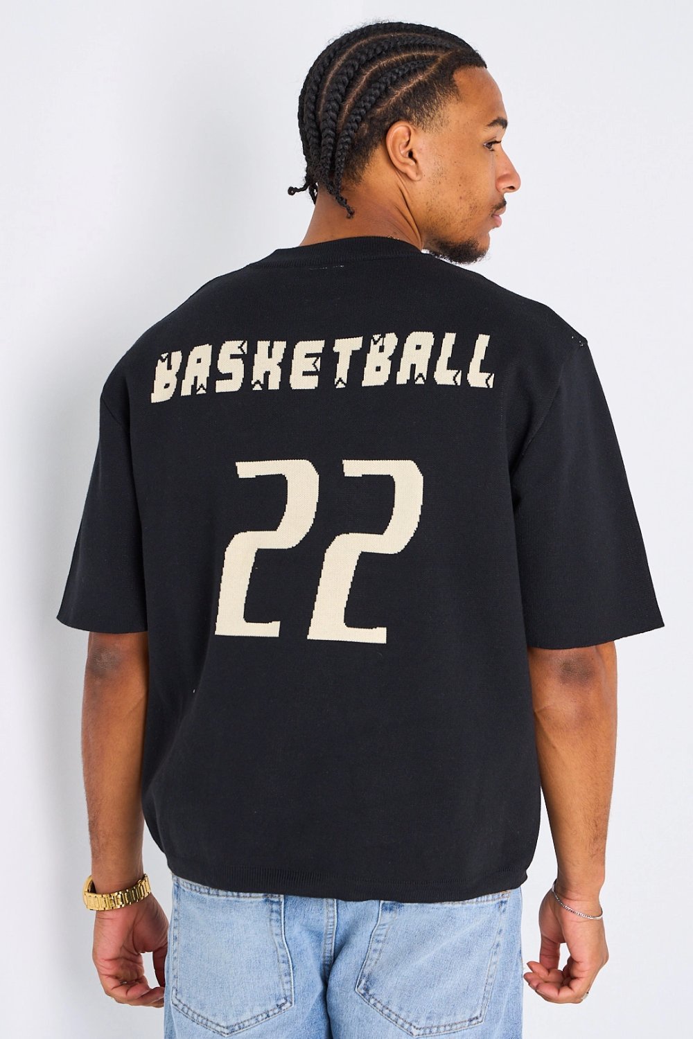 T-shirt ample bicolore basketball noir