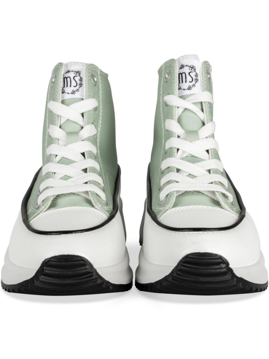 Mint green high-top platform sneakers