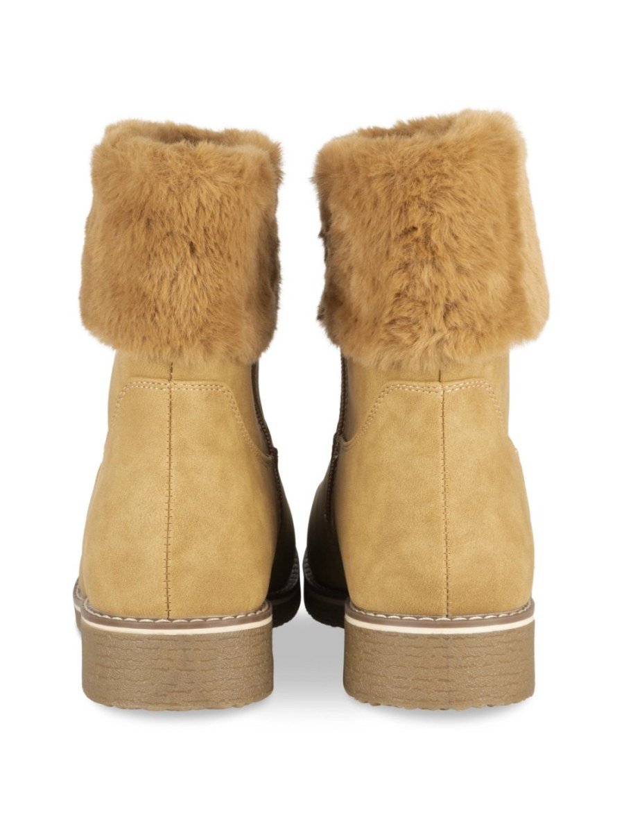 Bottines à col fausse fourrure camel
