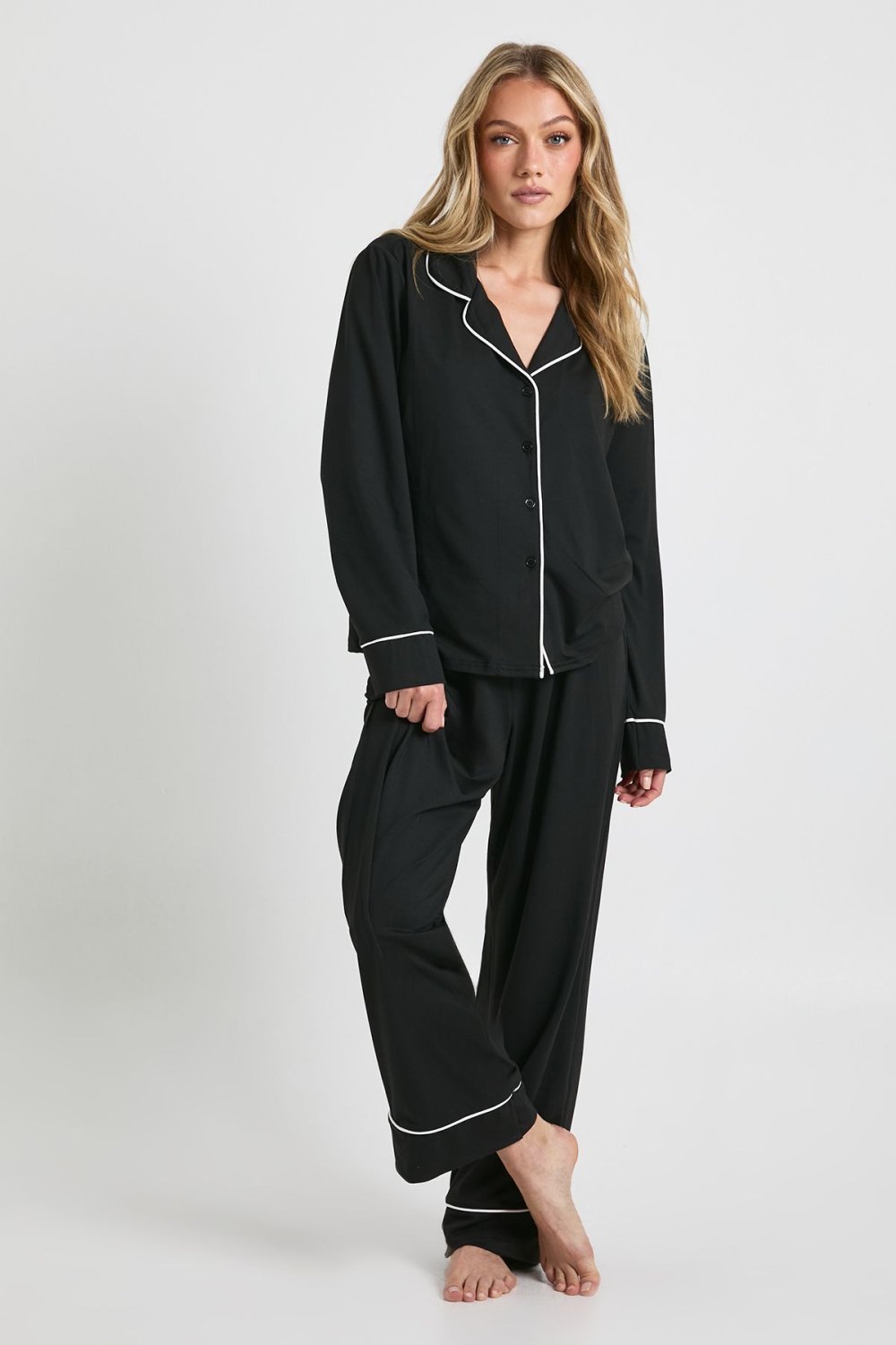Pyjama chemise et pantalon en jersey - Petite