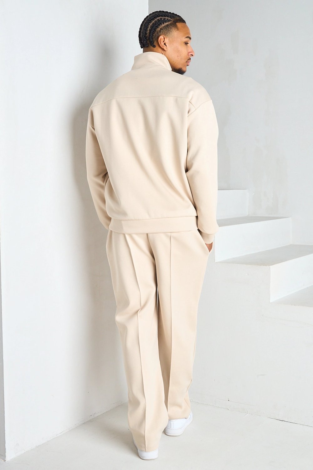 Ensemble veste b zip w pantalon à pinces beige