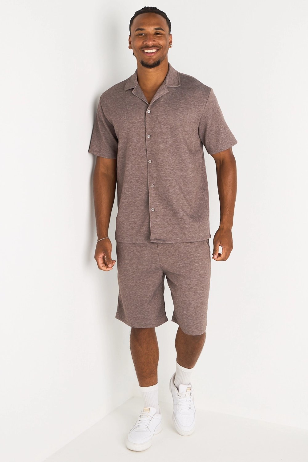 Ensemble chemise w short fluide marron