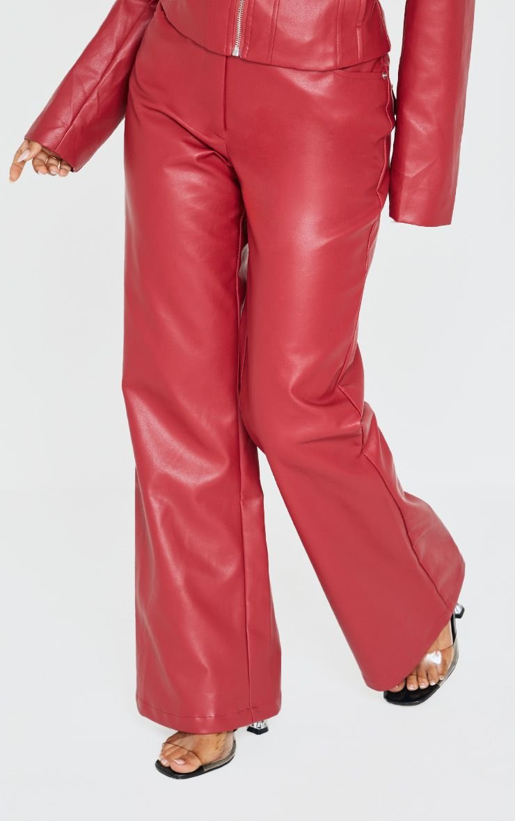 Petite PU Flared Trousers