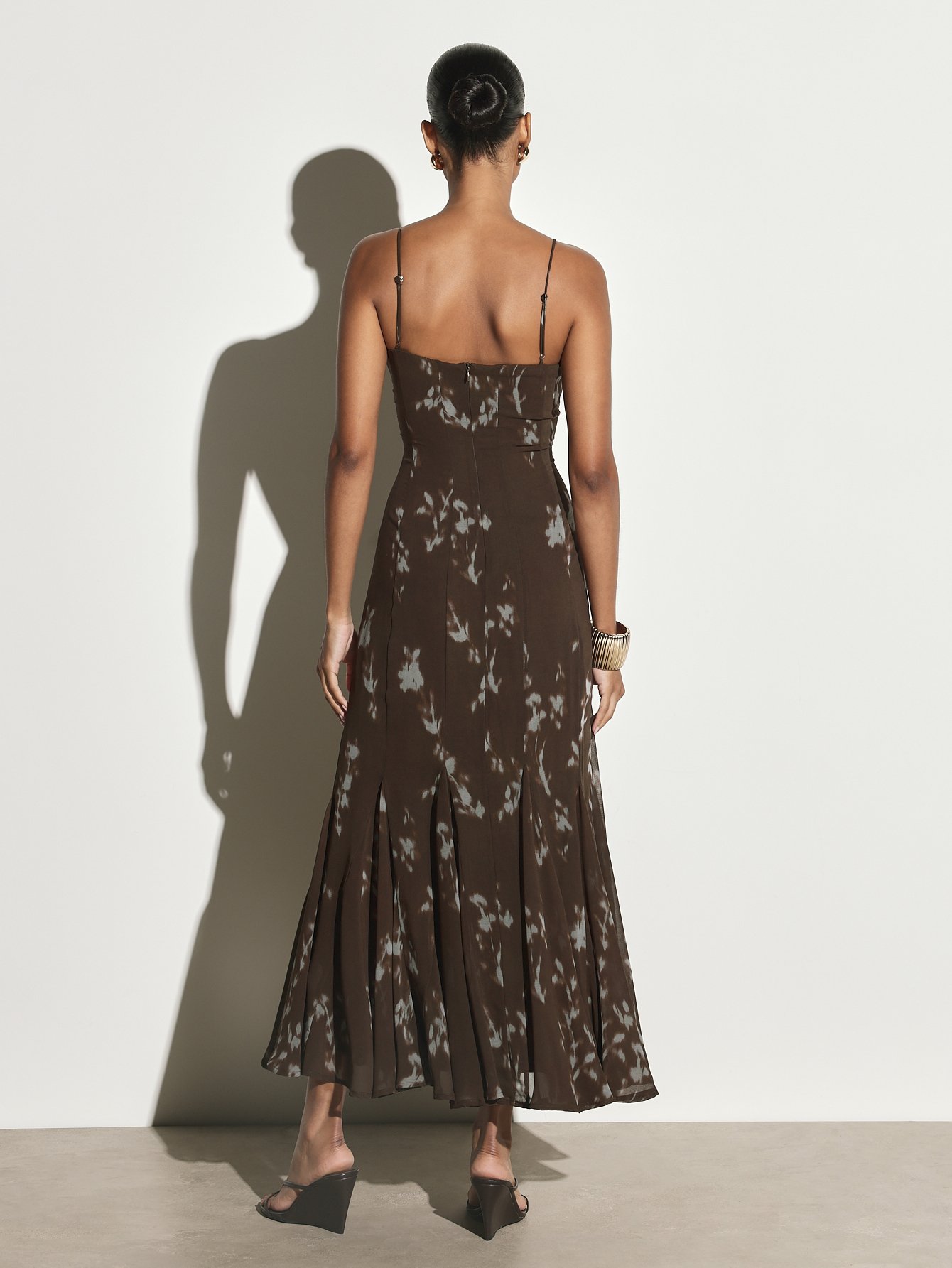 Robe mousseline col carré b imprimé abstrait