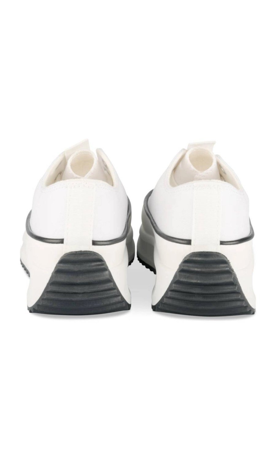 White canvas cleated platform sneakers