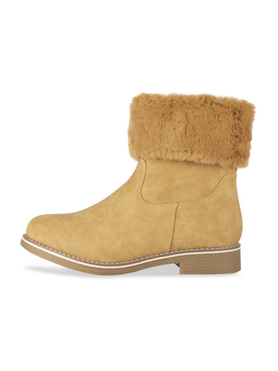 Bottines b col fourrure camel