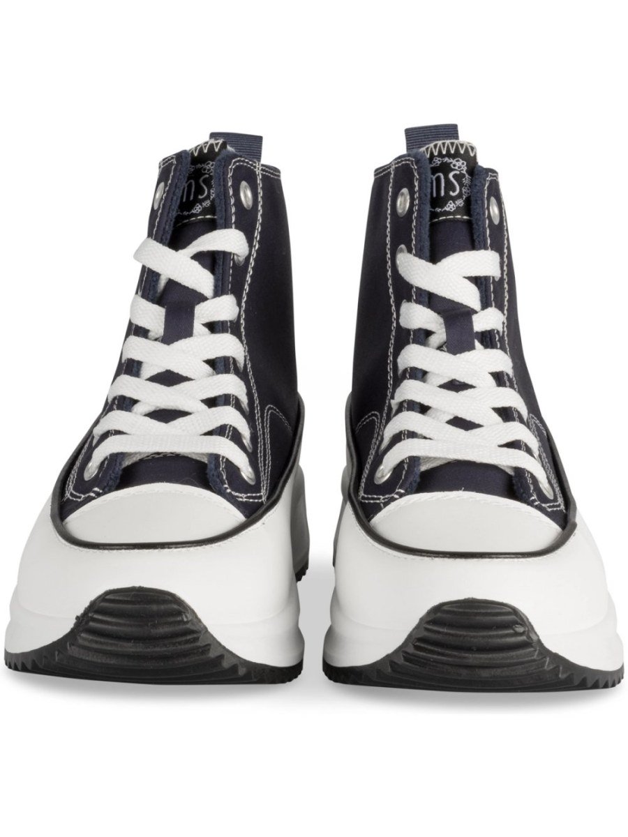 Navy high-top platform sneakers