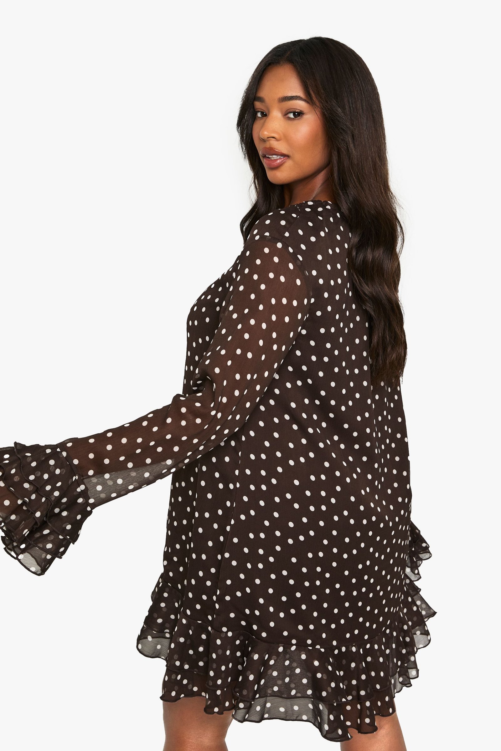 Polka dot chiffon smock dress - Plus size