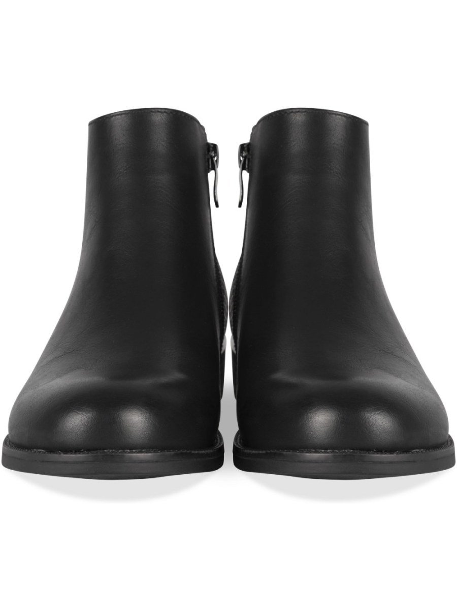 Black snake-effect ankle boots with zip
