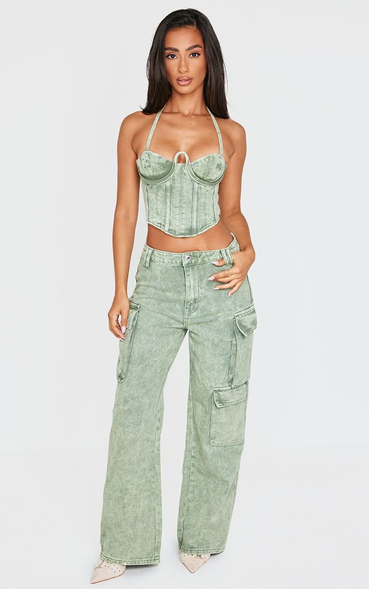 Corset denim délavé vintage - Petite