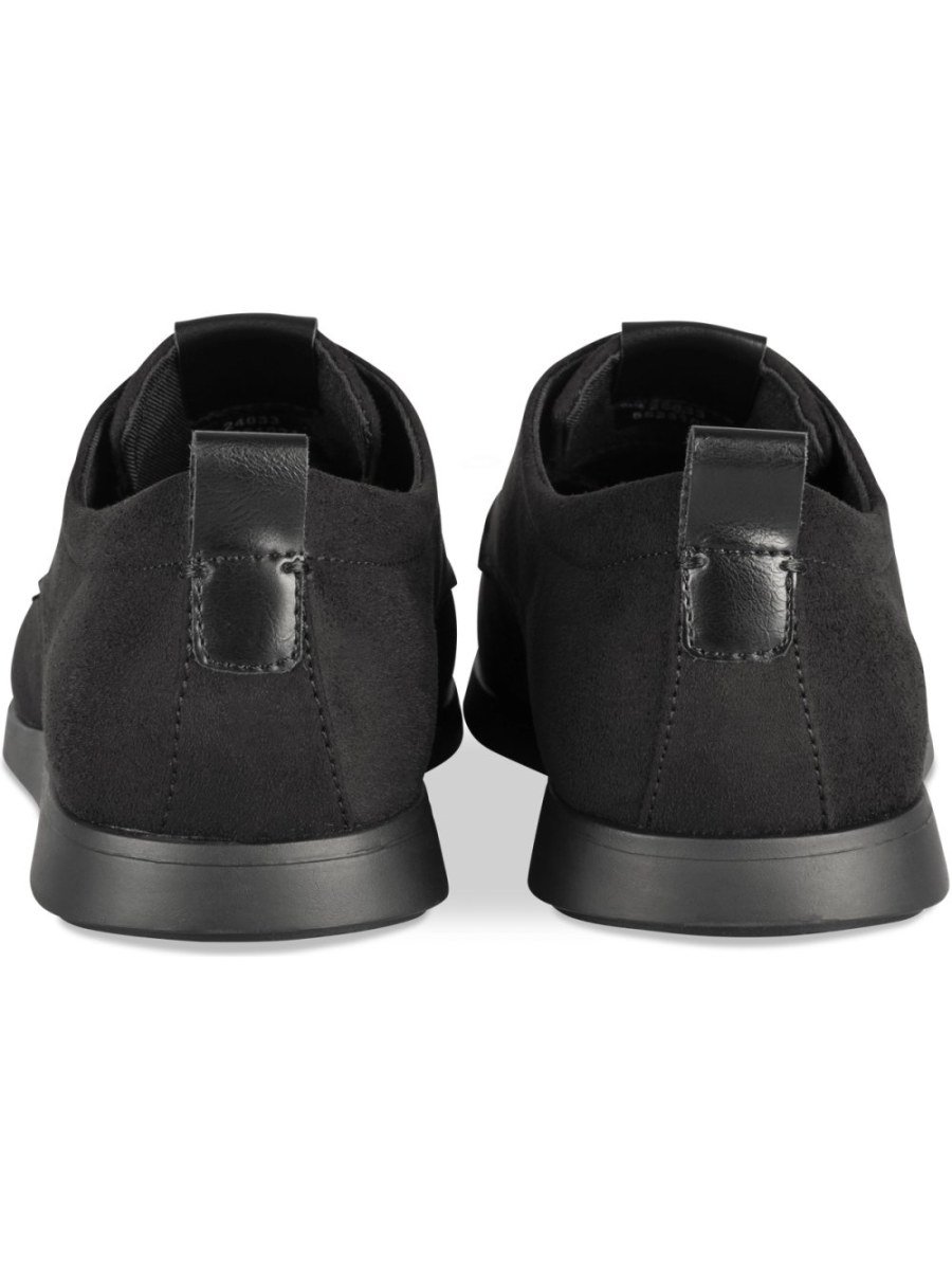 Black suede-effect derbies, flat sole