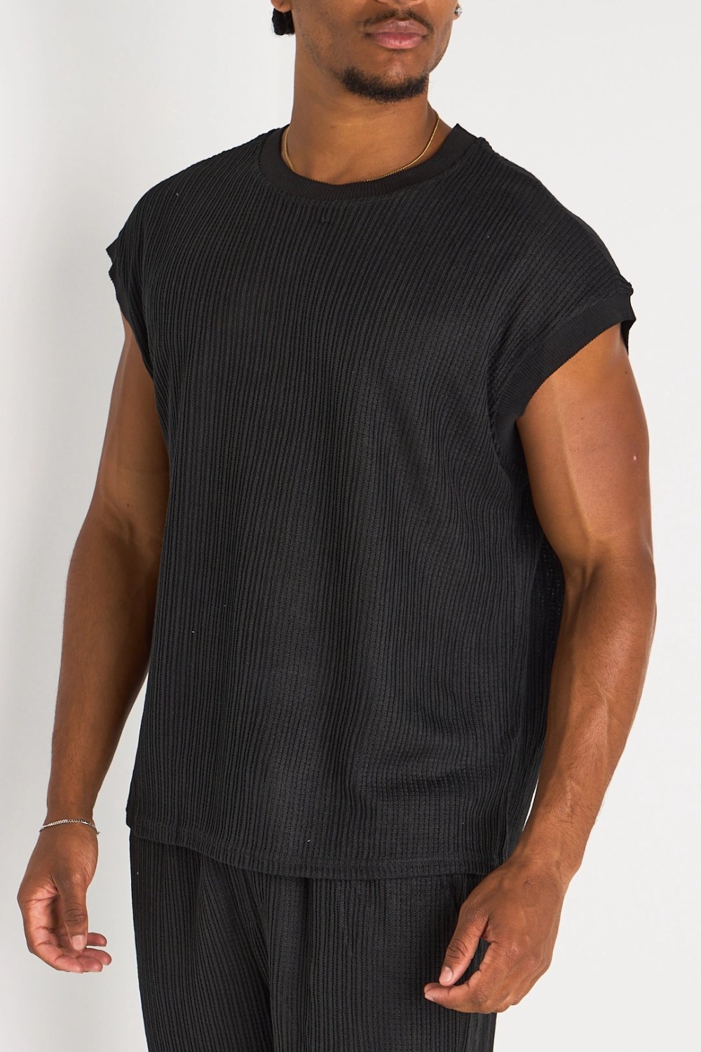 Ensemble débardeur et pantalon en maille noir