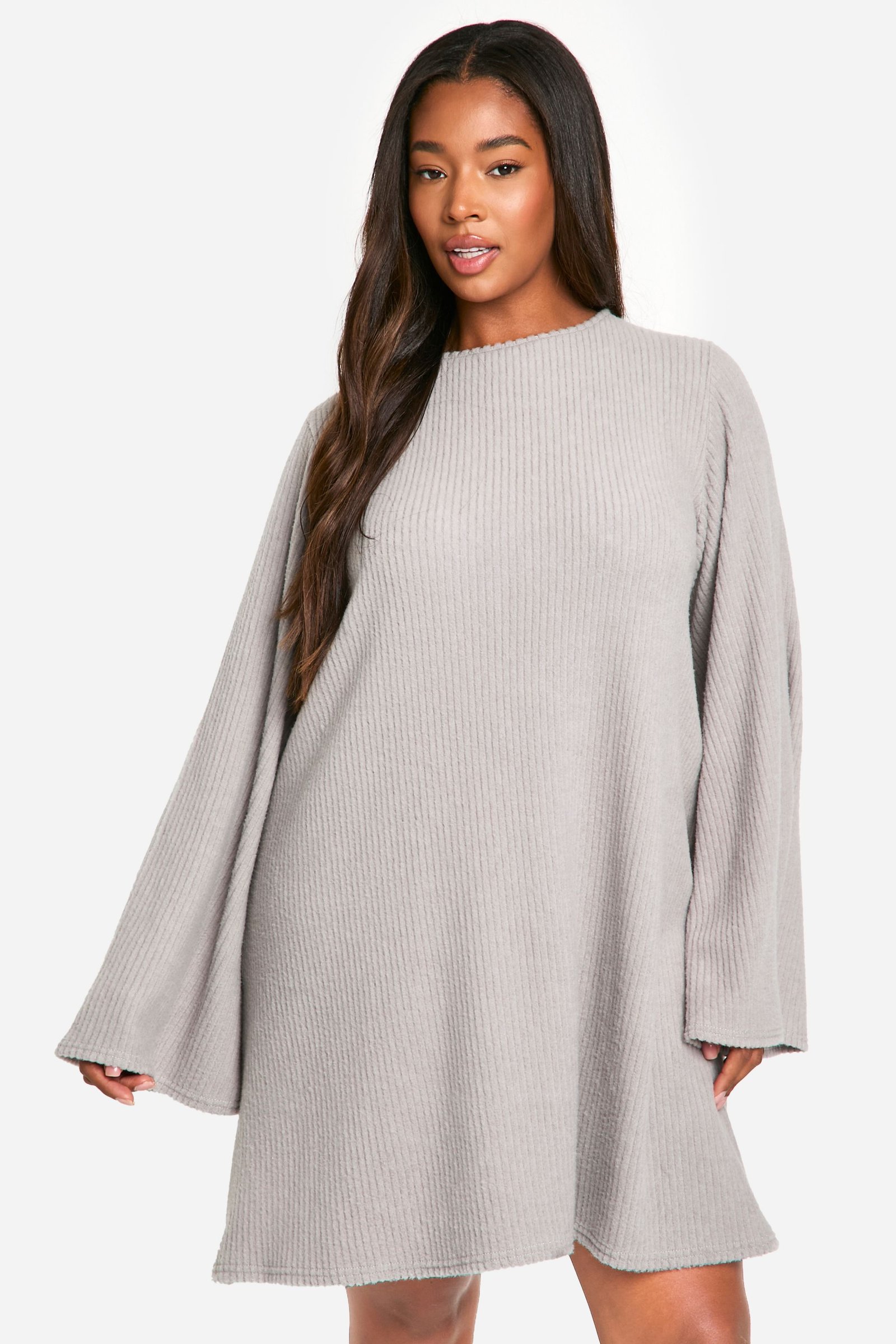Robe Smock À Côtes Souples Et Dos Noué Grande Taille