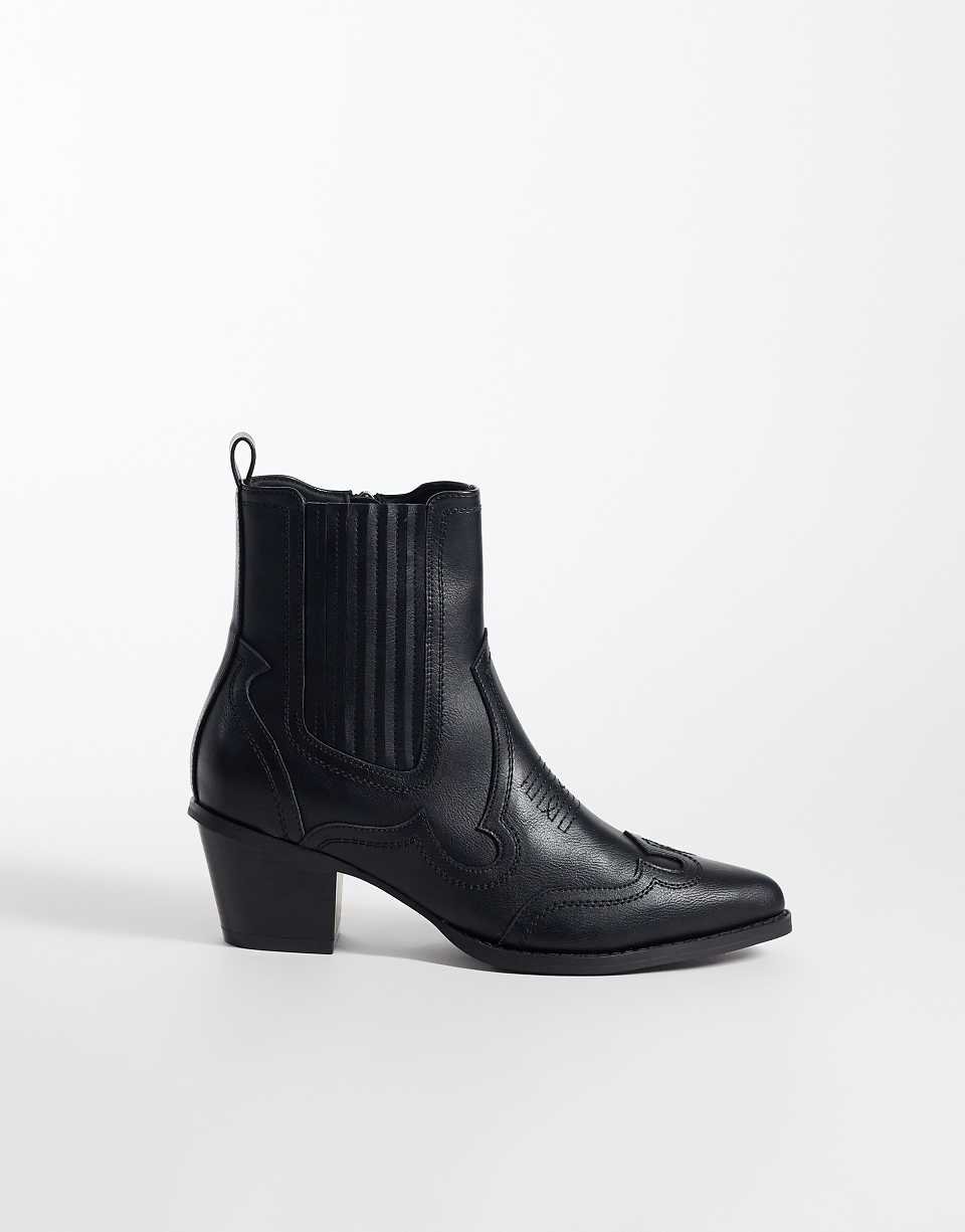 Bottines Chelsea western à talon cubain noires