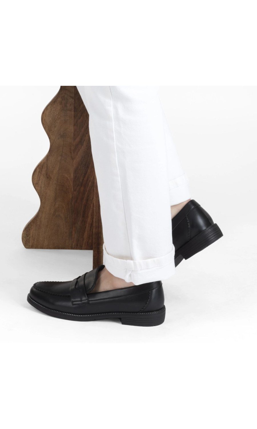 Black patent penny loafers
