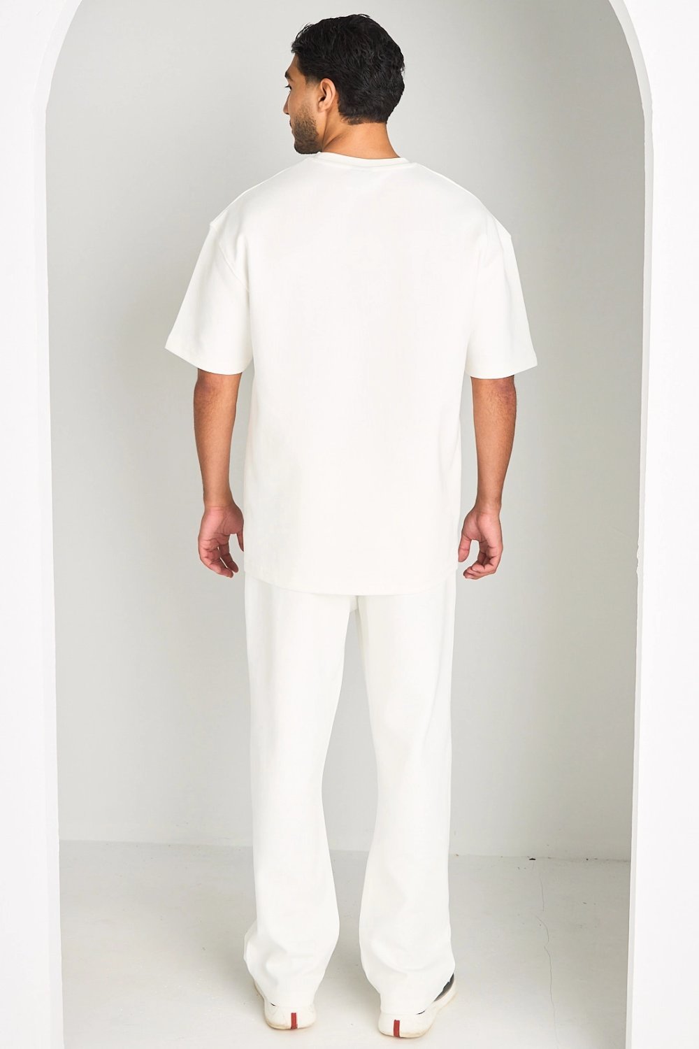Ensemble t-shirt et pantalon brodés cœur écru