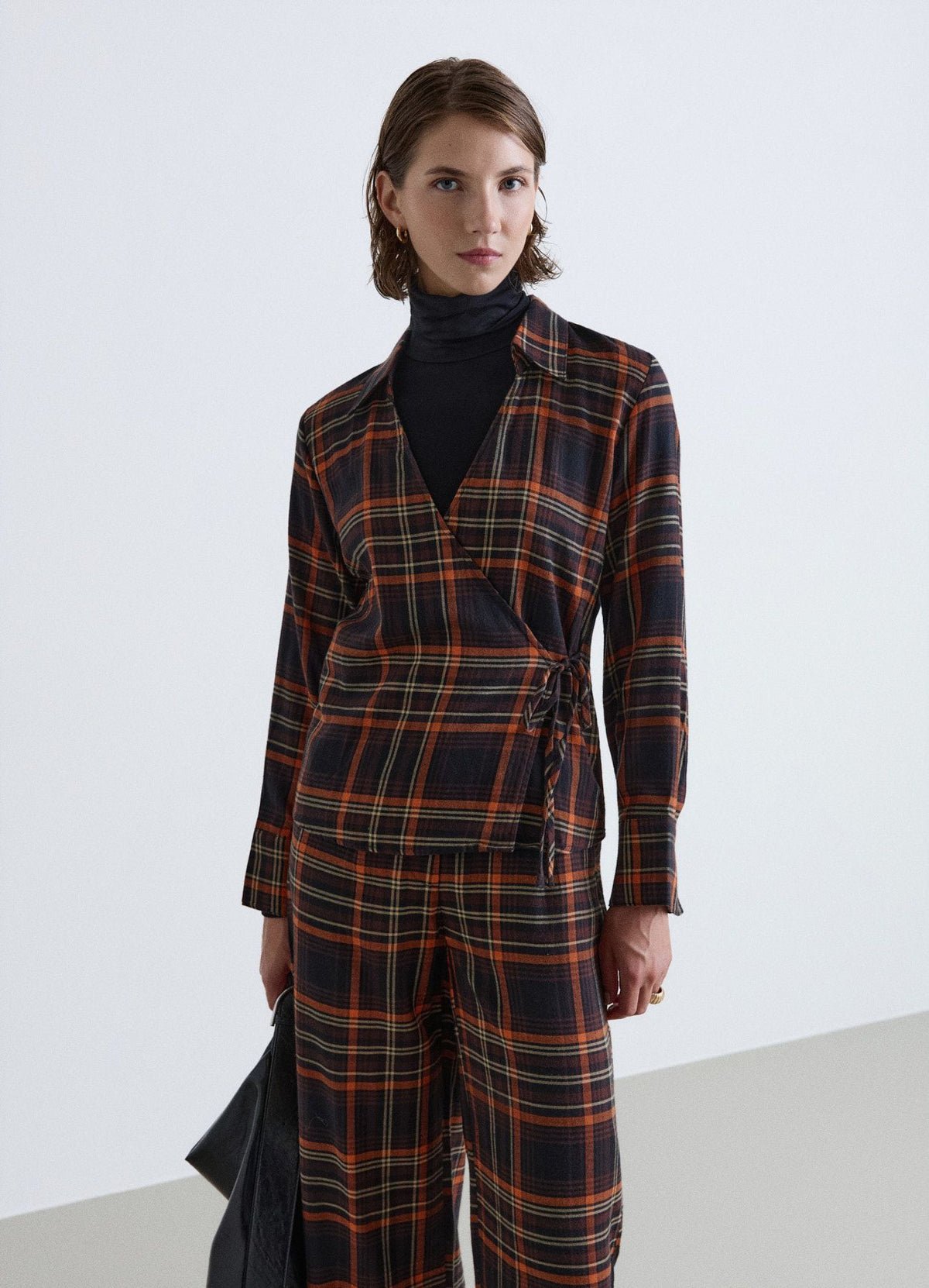 Tartan wrap shirt