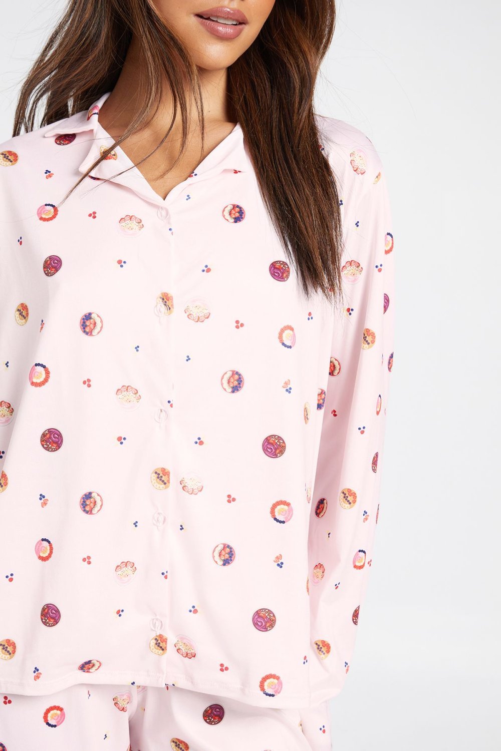 Pyjama chemise et pantalon imprimé fruits