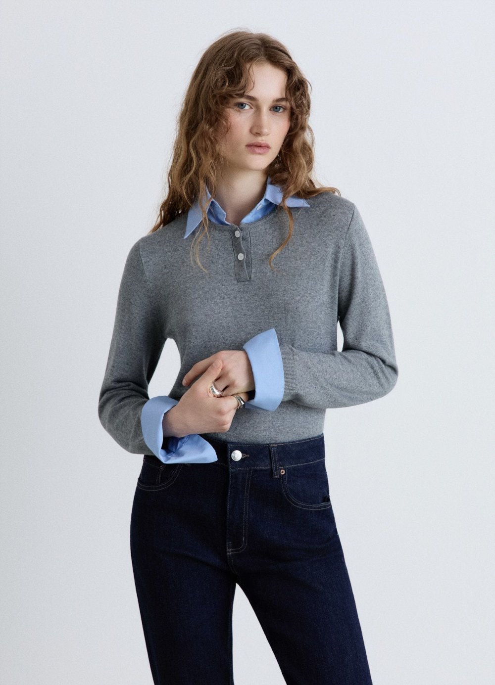 Five-pocket mid-rise slim jeans