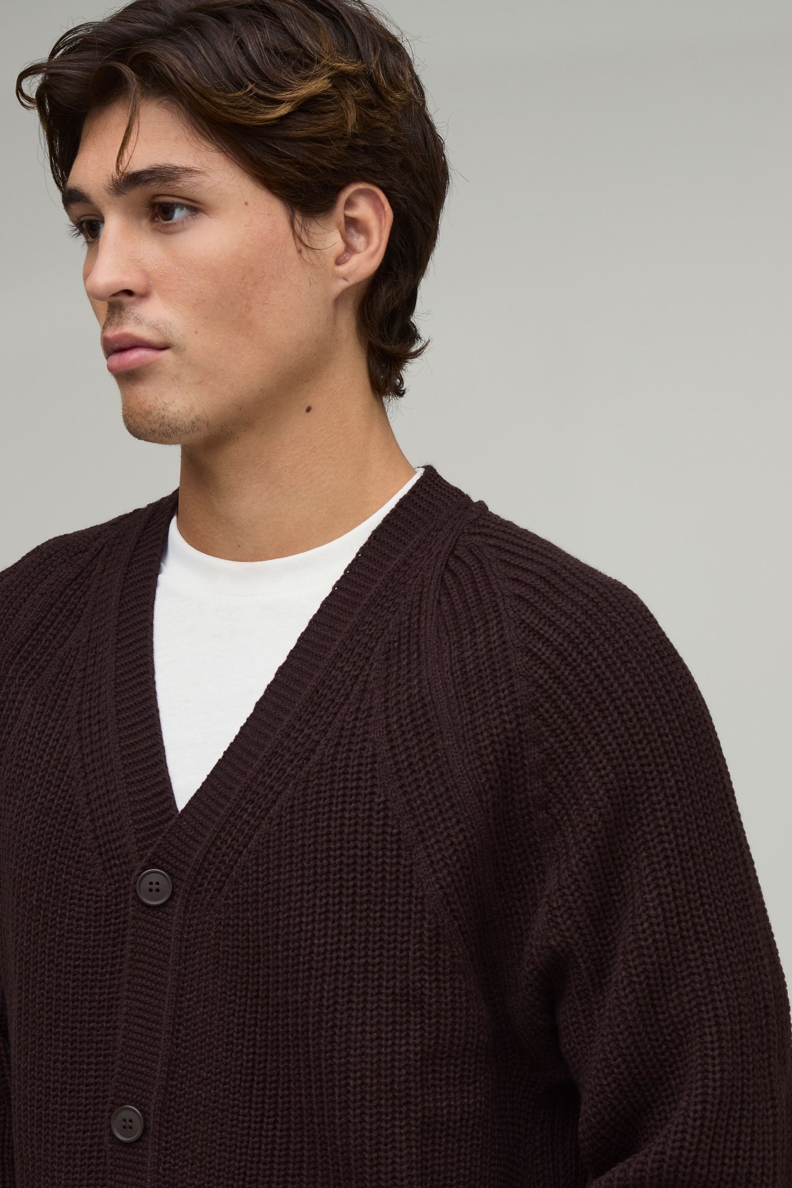 Cardigan tricot côtelé raglan coupe wes3a
