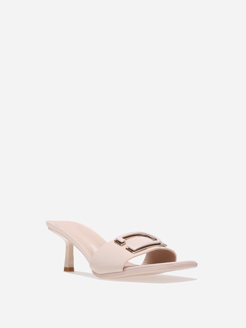 Mules b talon w détail D métal beige