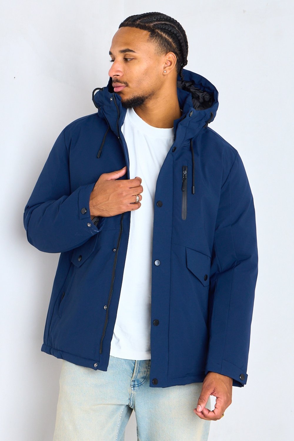 Parka déperlante b capuche bleu marine