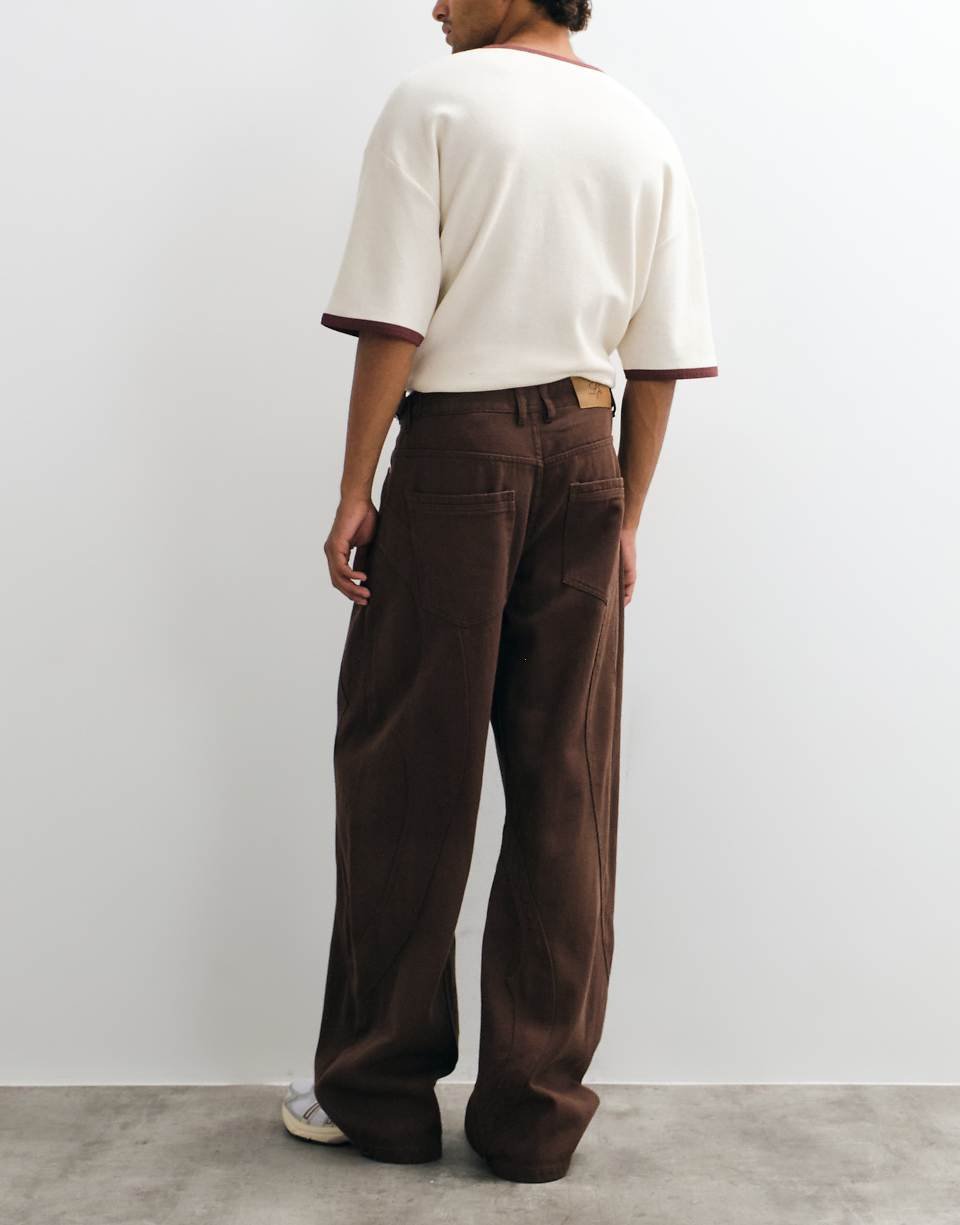 Loose jeans with hook fastening - Brown wash