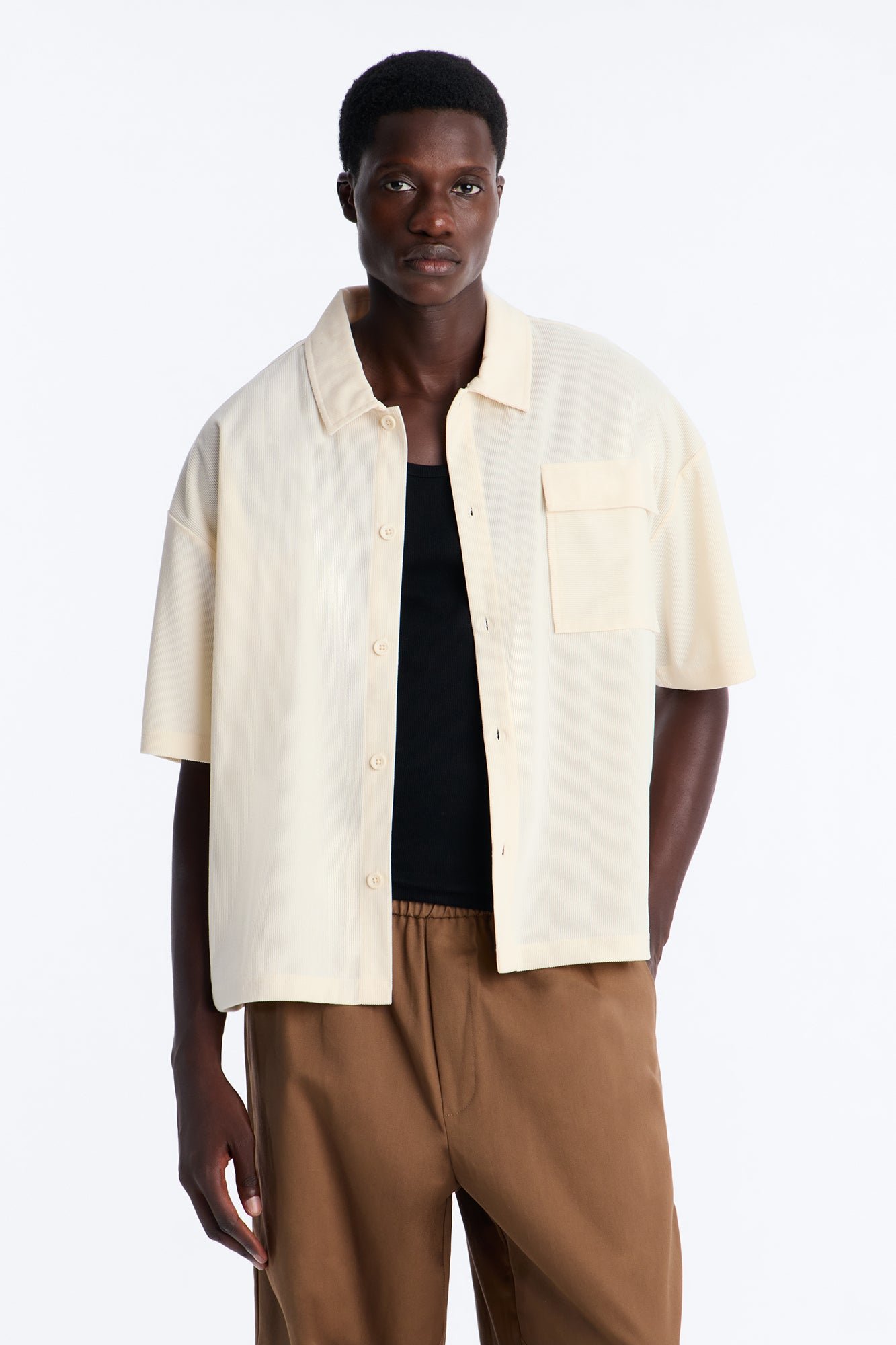 Chemise carrée en velours côtelé