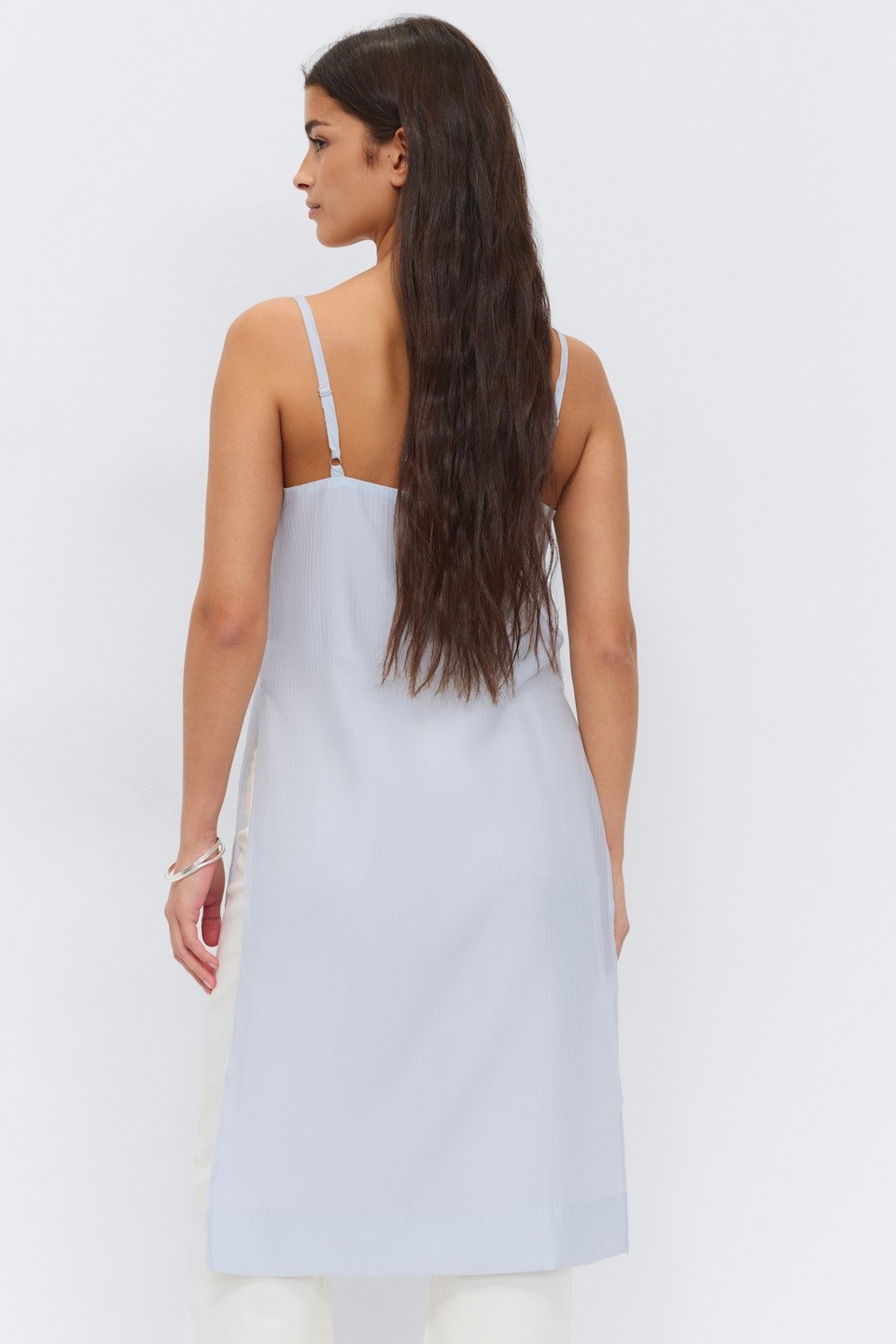 Robe midi transparente rayée