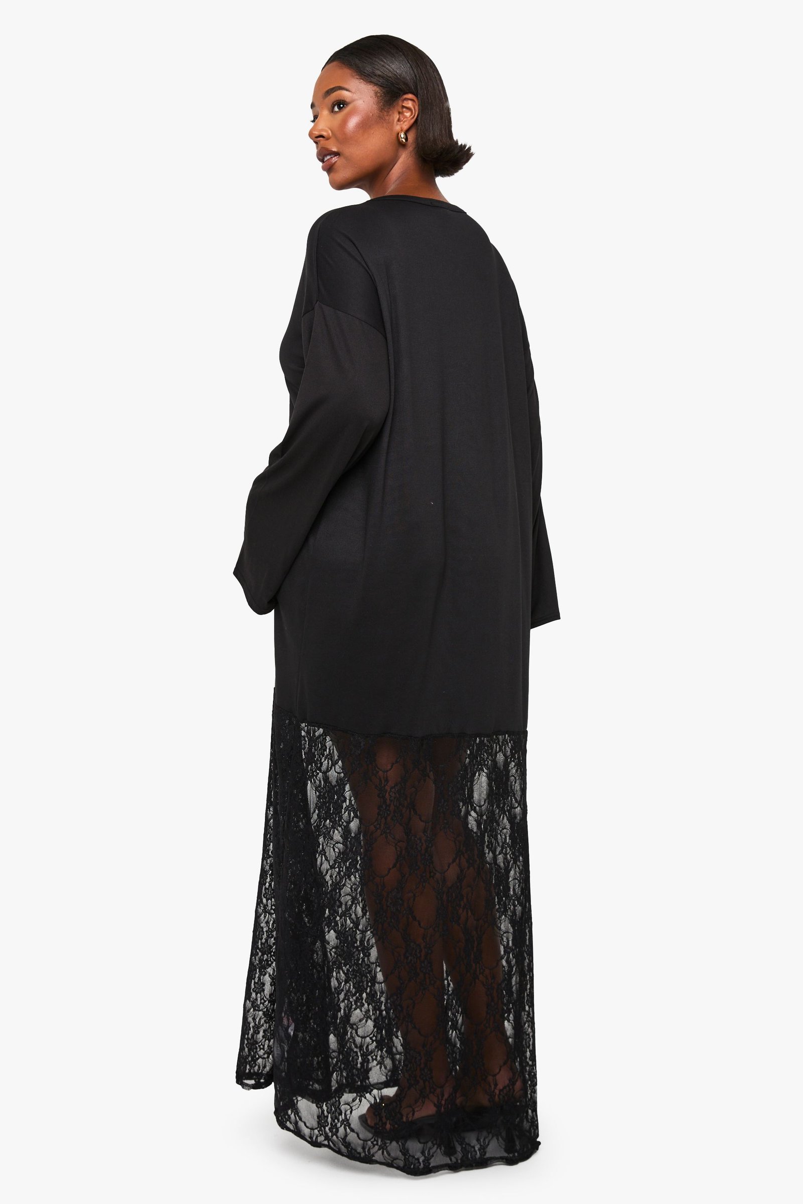 Robe t-shirt dentelle b kmam twal, taille kbira