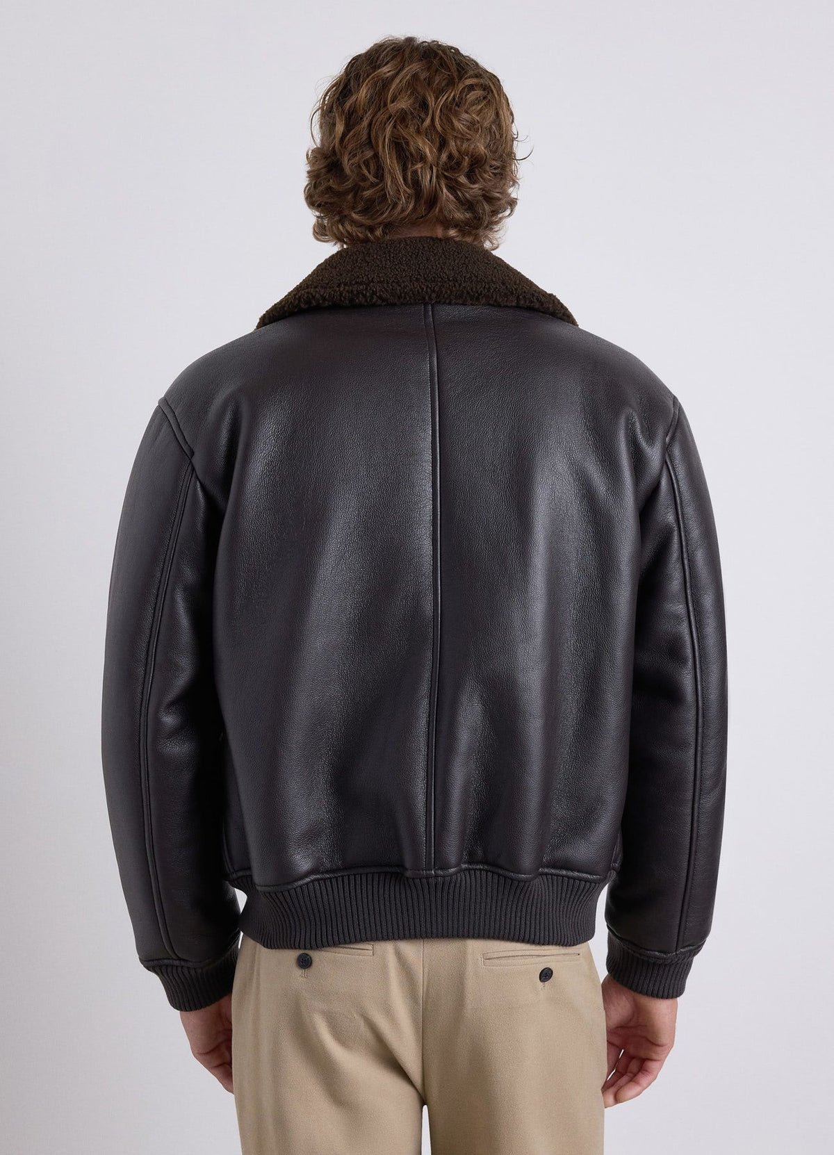 Aviator jacket with shearling-effect collar