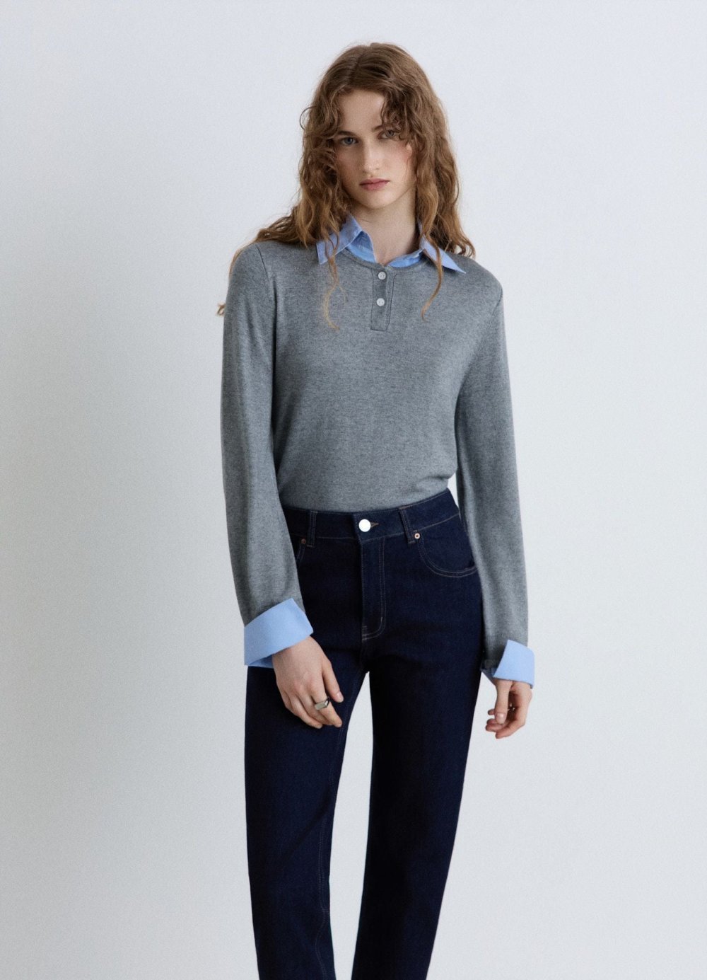 Five-pocket mid-rise slim jeans