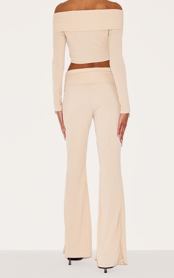 Pantalon pattes d'éph côtelé taille basse b revers