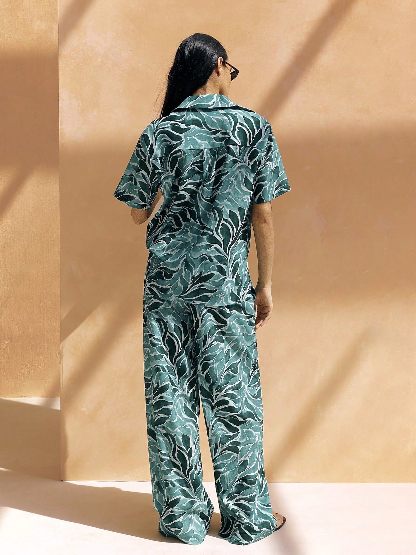 Ensemble chemise w serwal palazzo imprimé tropical
