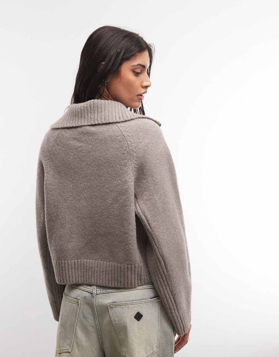 Pull à demi-zip en mink