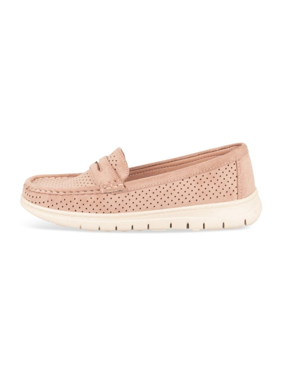 Pink perforated chunky-sole loafers