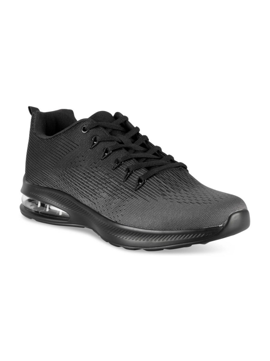 Grey and black sneakers with air bubble sole